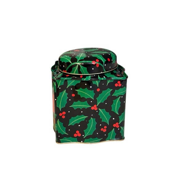 Vintage Hong Kong Holly Berry & Red Cardinal Christmas EMPTY Tin with Lid - Picture 2 of 3